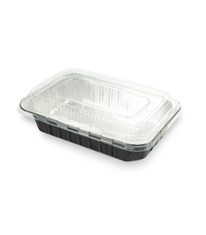COPERCHIO IN PLASTICA PER VASSOIO ALLUMINIO SMOOTHWALL NERO E ARGENTO