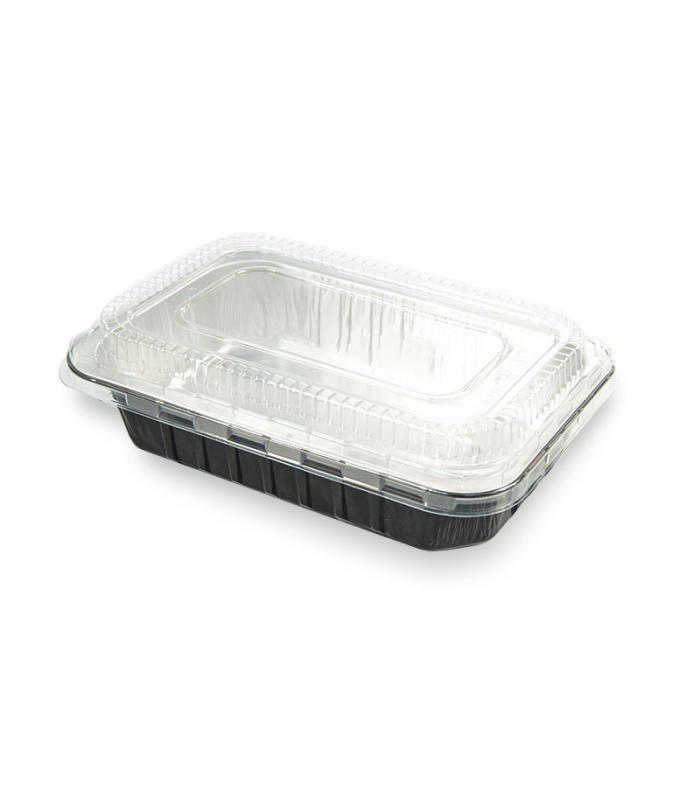 COPERCHIO IN PLASTICA PER VASSOIO ALLUMINIO SMOOTHWALL NERO E ARGENTO