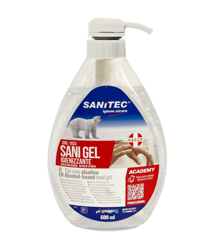 GEL ALCOLICO ANTIBATTERICO CON DISPENSER SANI GEL 600 ml