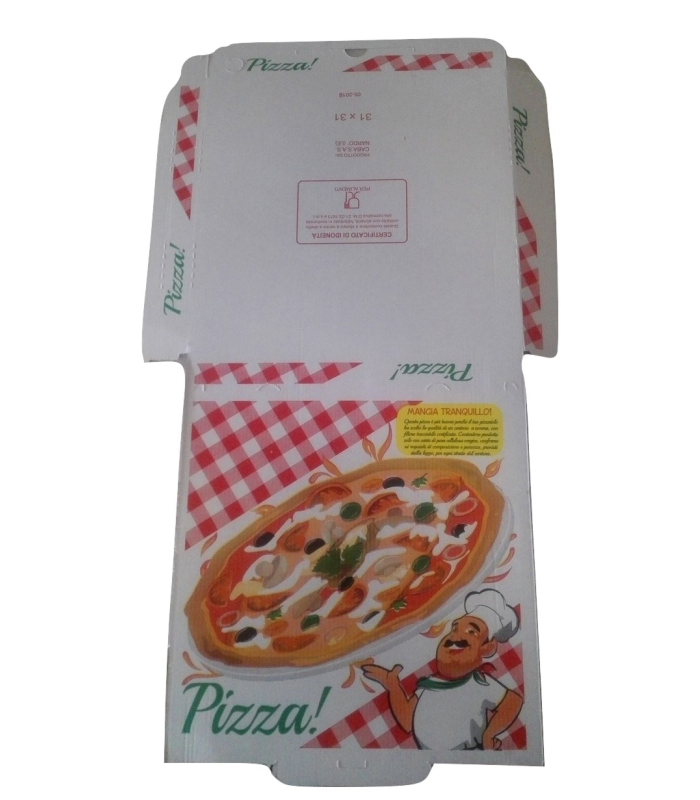 Scatole porta pizza con coperchio, 100% vegetale, in vari formati