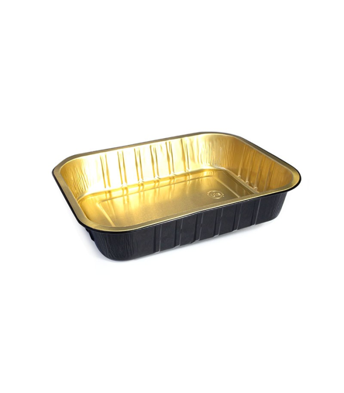 CONTENITORE IN ALLUMINIO LAMINATO NERO E ORO