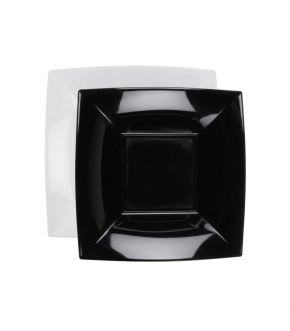 Piatto piano riutilizzabile nero o bianco