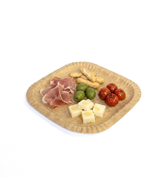 Piatto quadrato avana biodegradabile