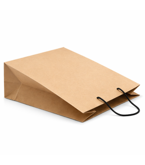 SHOPPER IN CARTA AVANA CON CORDINO IN ACRILICO NERO - 25 PZ