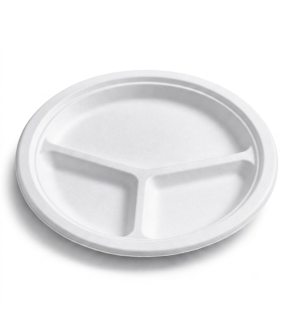 PIATTO IN POLPA DI CELLULOSA TRISCOMPARTO 26 CM - 50 PZ