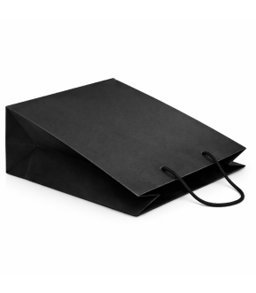 SHOPPER IN CARTA NERA CON CORDINO IN ACRILICO NERO - 25 PZ