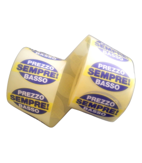 Rotolo etichetta adesiva "PREZZO SEMPRE BASSO" da 1000 pz