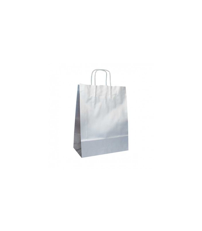 silver chromed paper bag with twisted handle